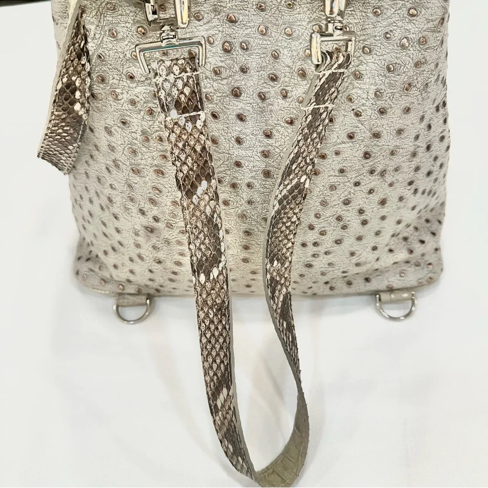 BSWANKY Sophie Python Convertible Backpack/Purse Gray w/silver accents_Like New - Picture 7 of 13